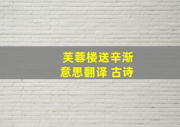 芙蓉楼送辛渐意思翻译 古诗